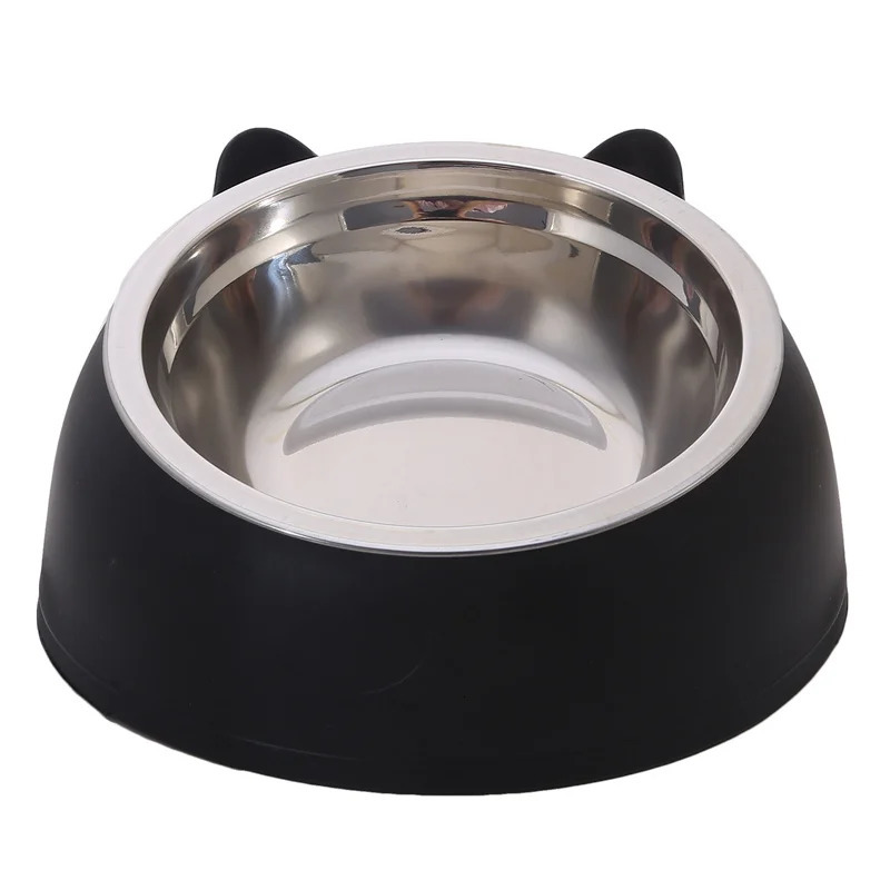 200ml 400ml 15 degree inclined stainless steel cat bowl with anti slip base for pets puppies cats food and beverage dispensers neck protection for pet