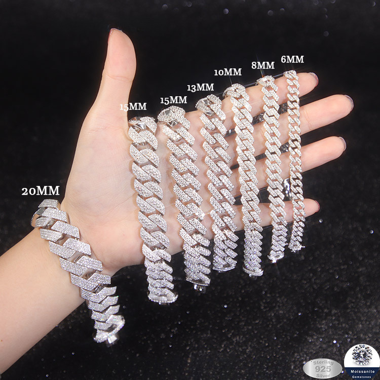 Delivery Fast High Quality Hip Hop Necklace Bracelet Dia Sier Iced Out VVS Moissanite Cuban k Chain