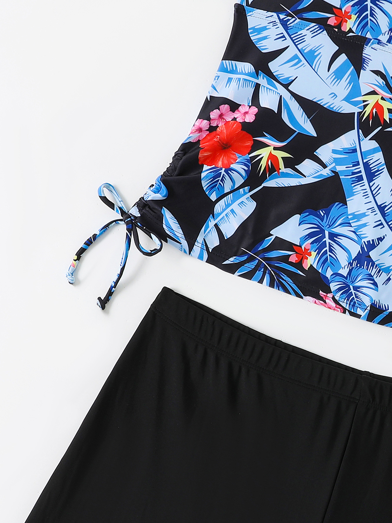 Large digital print with drawstring on both sides, independent shorts set, bikiniga plus fat women's swimsuit