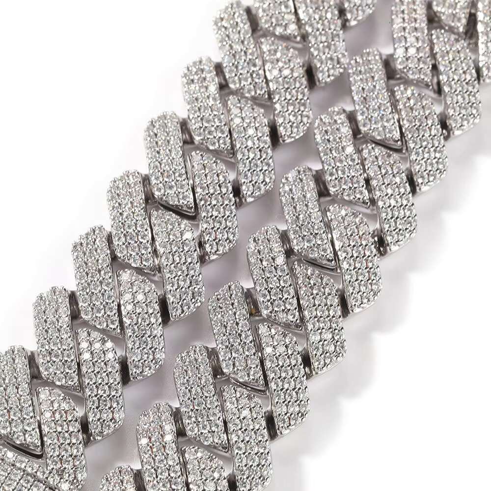 19mm Moissanite Bracelet Rose Gold Mossinate Cuban Chain Necklace
