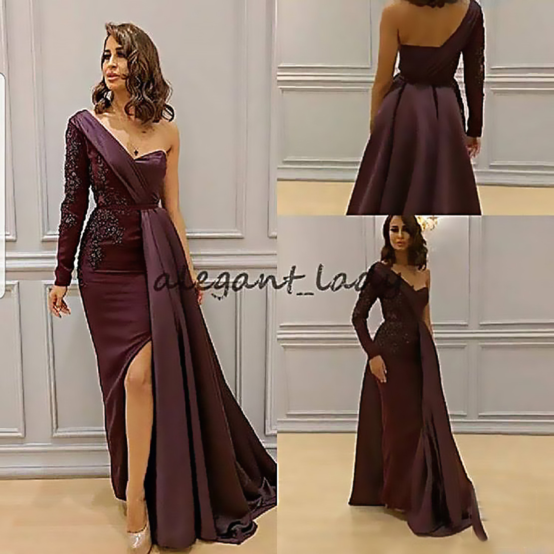 2025 New Summer Dress for Dinner Party One Shoulder Style Slit to Show Off Slimming Plus Size Slim Fit Evening Dress