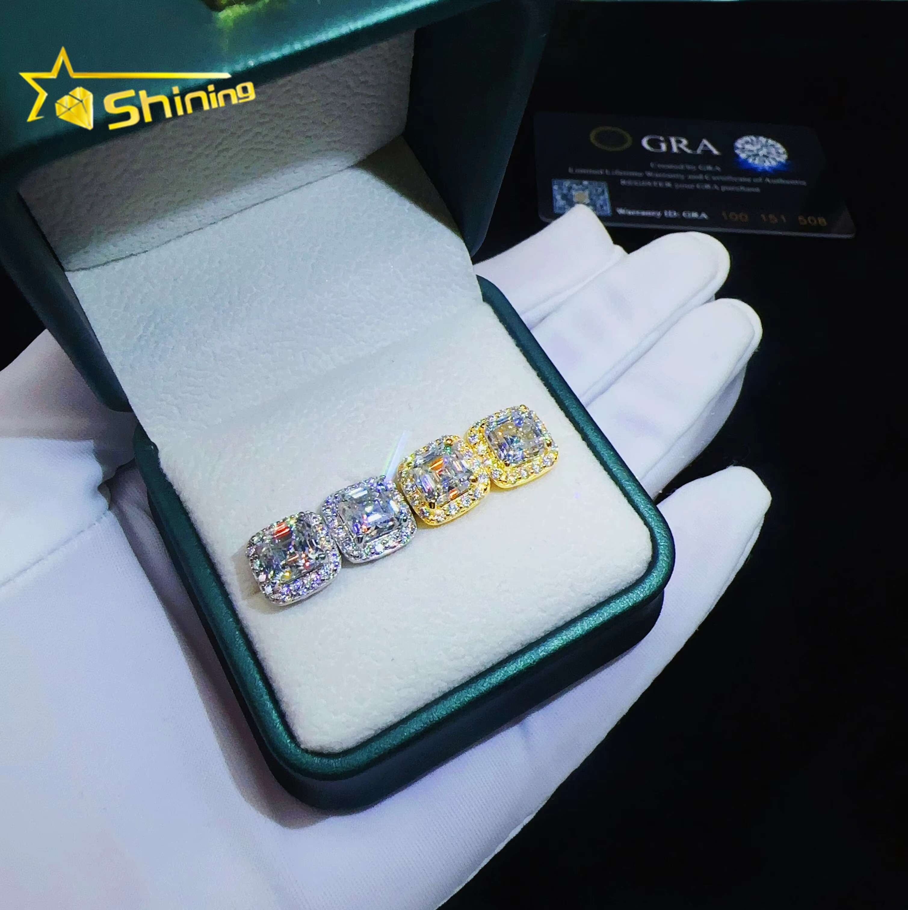 Pass Tester Hip Hop Jewelry Sier Lab Dia VVS Moissanite Iced Out Stud Earrings