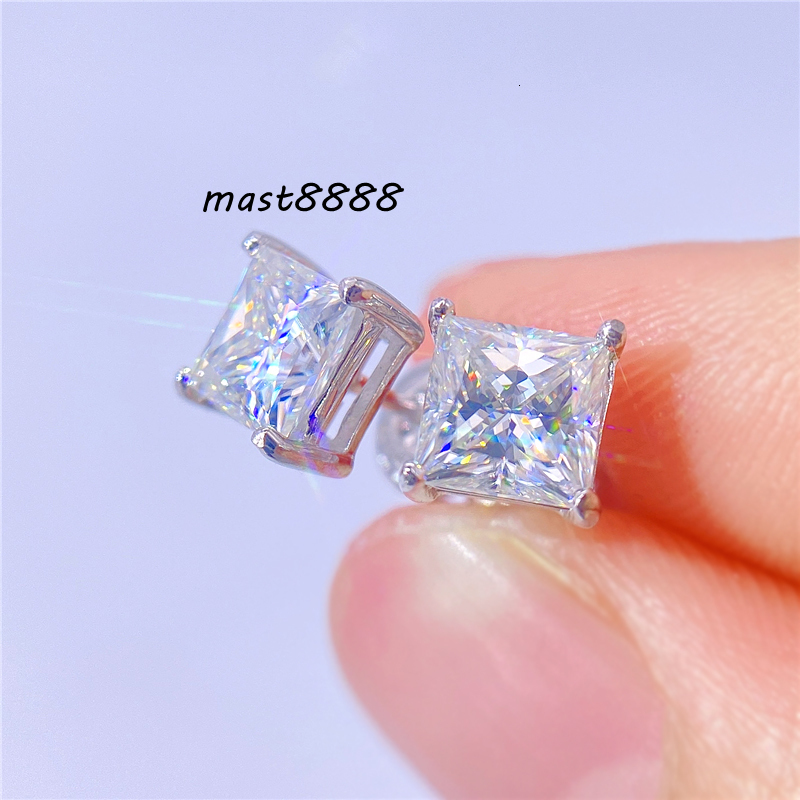 Custom Big Gemstone High Quality Silver Jewelry 925 Elegant Moissanite Earring Princess Cut 2022 Earrings