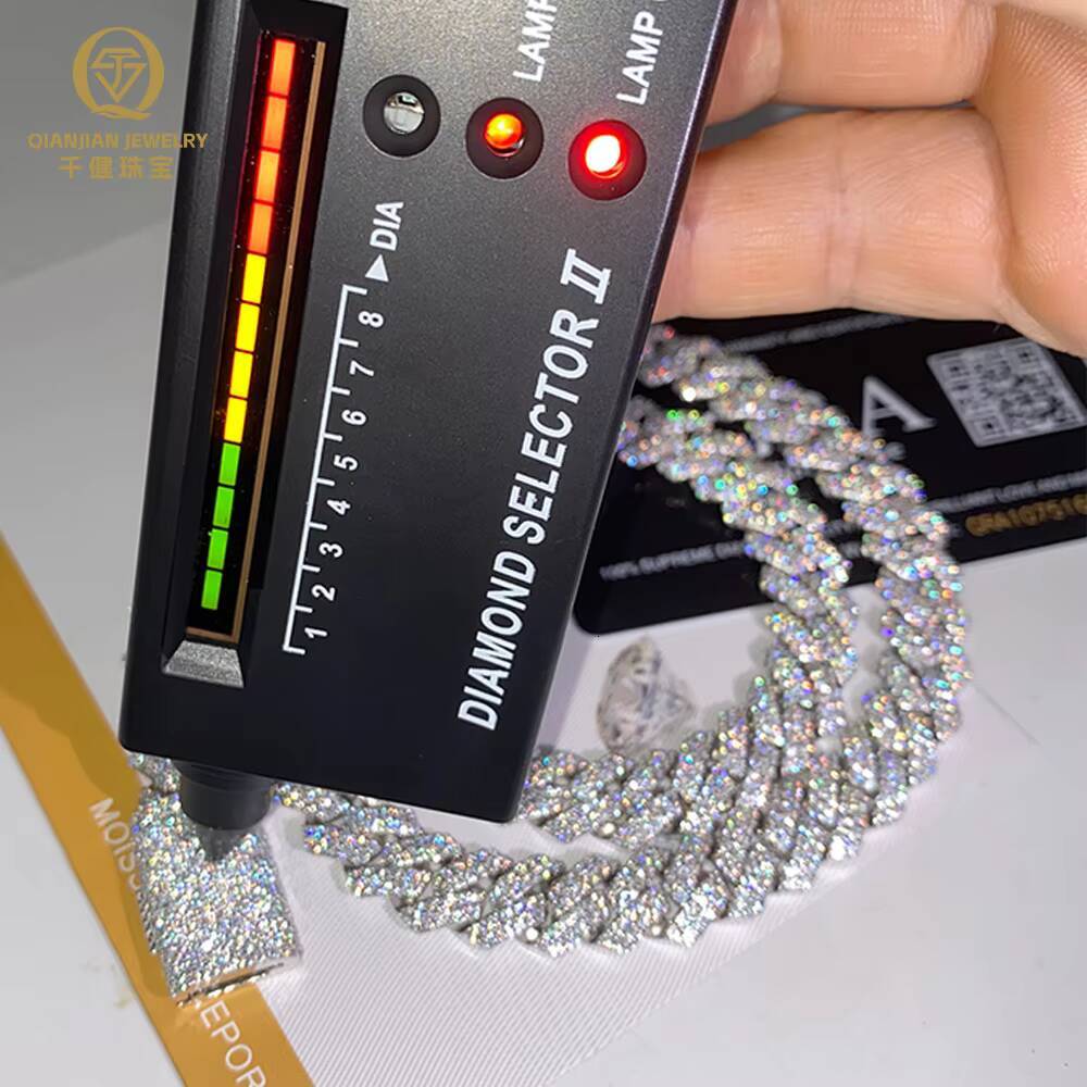 Dropshiping Mossanite Diamond Necklace Miami 925 Silver Pass Diamond Test VVS Moissanite Cuban Link Chain