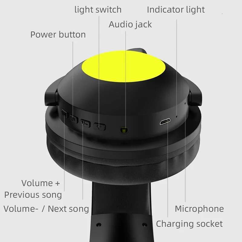 ZW068 LED light Cat Ears Headset Earphone Headphones Bluetooth Wireless For Samsung for PC