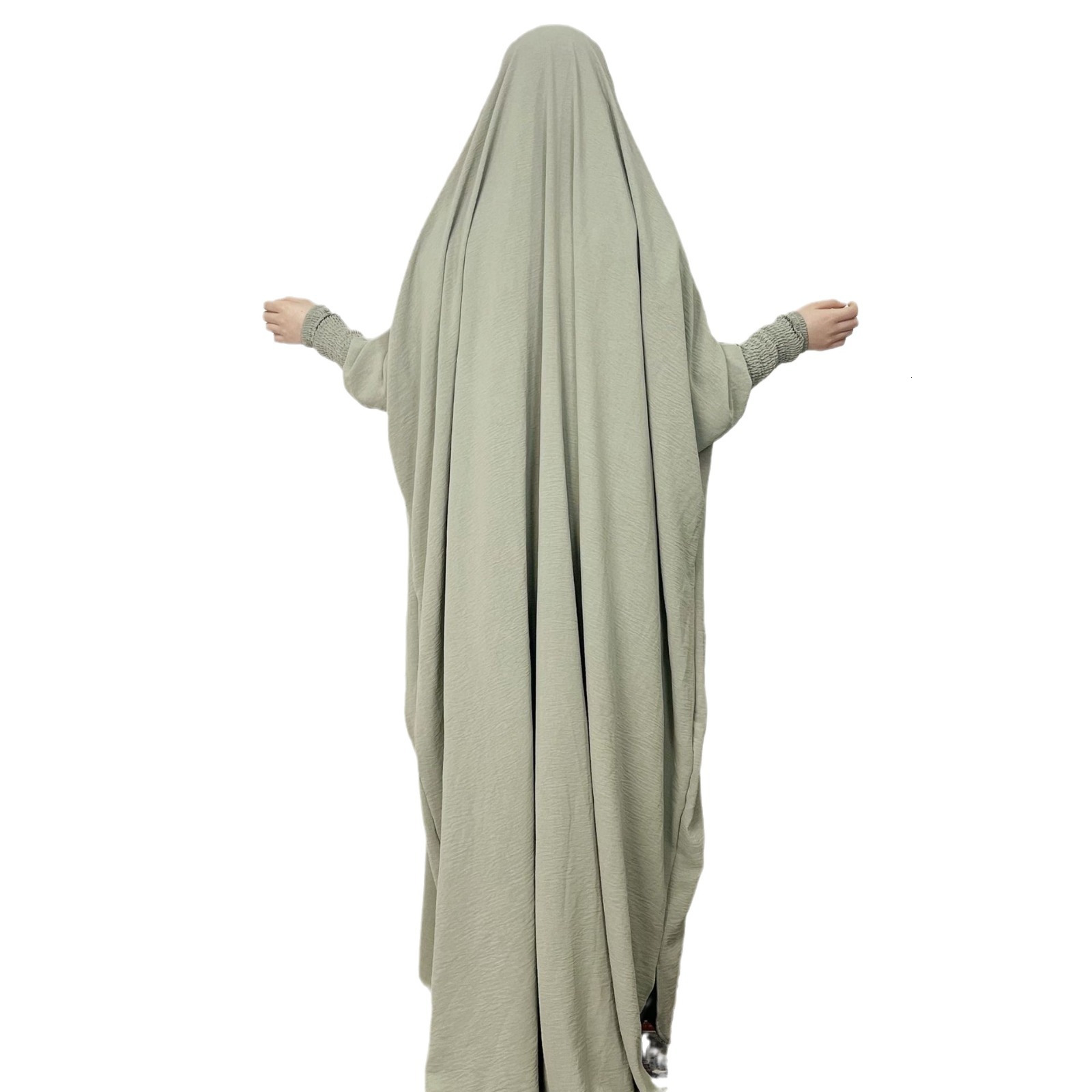 Fashion Women's Dress Dubai One-Piece Solid Color Long Sleeved Prayer Robe Abaya Maxi Dresses Islamic Clothing