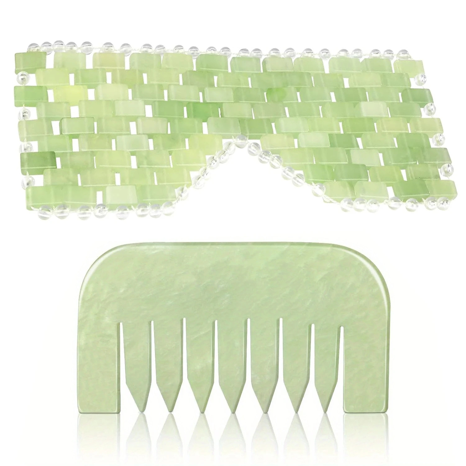 Jade Eye Face Mask Massager Cooling Sleep Eye Mask Comb Guasha Scraping Scalp Comb Massage Tool SPA Beauty Tool 250328