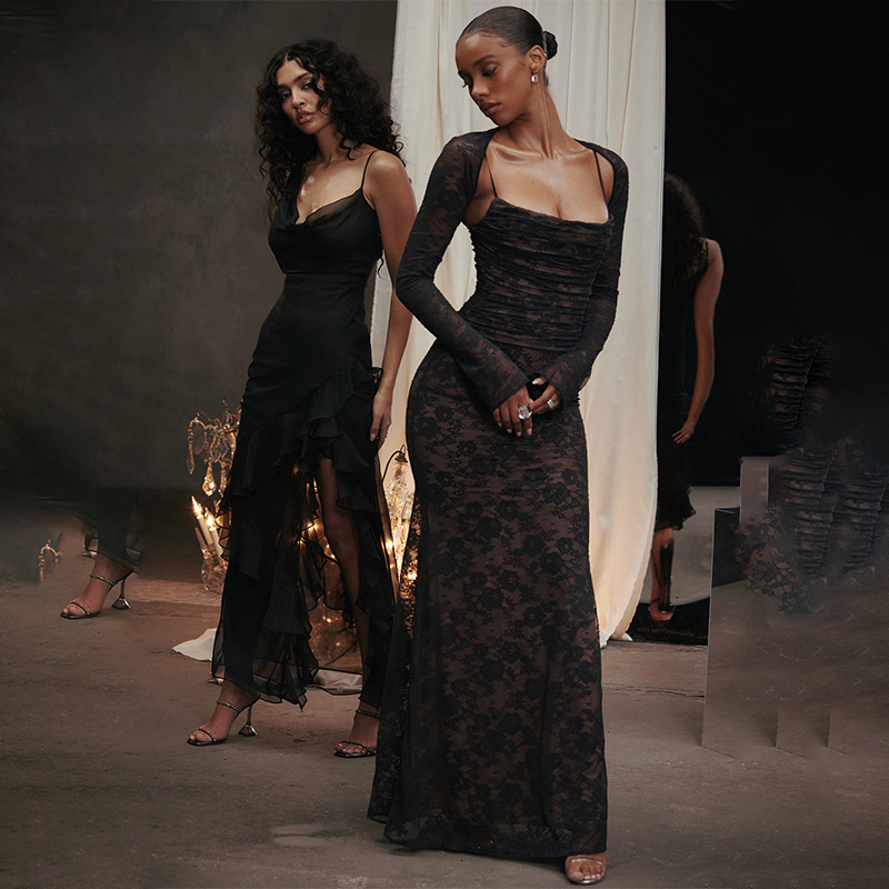 Cryptographic Elegant Vintage Hollow Out Lace Maxi Dress Long Sleeve Cape 2 Piece Set Birthday Outfits Gown Slip Dresses Bandage 241007