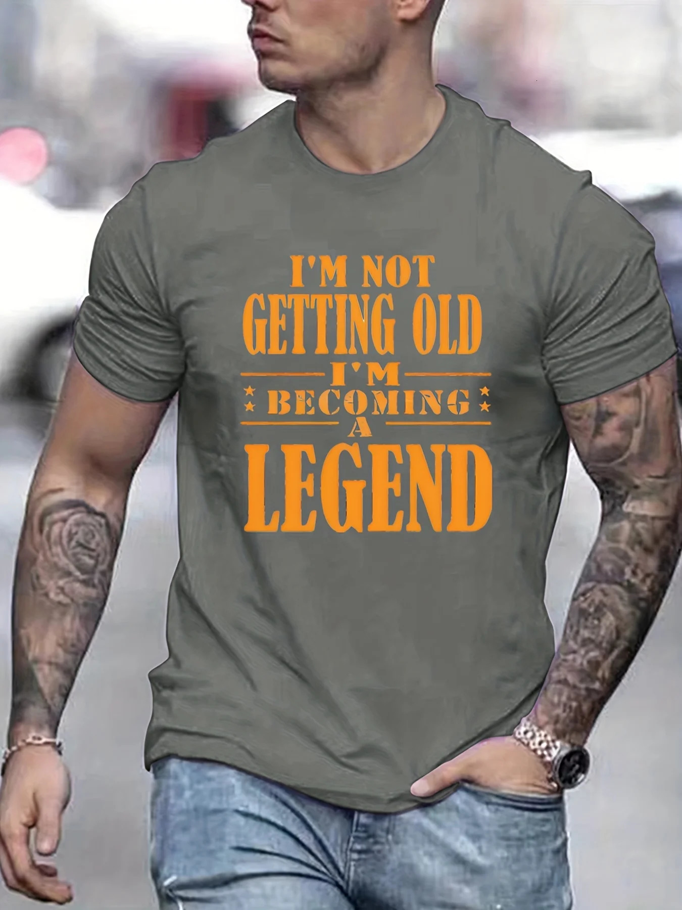 100% pure cotton mens oversized T-shirt printed mens graphic staff collar T-shirt casual and comfortable T-shirt summer mens top 250402