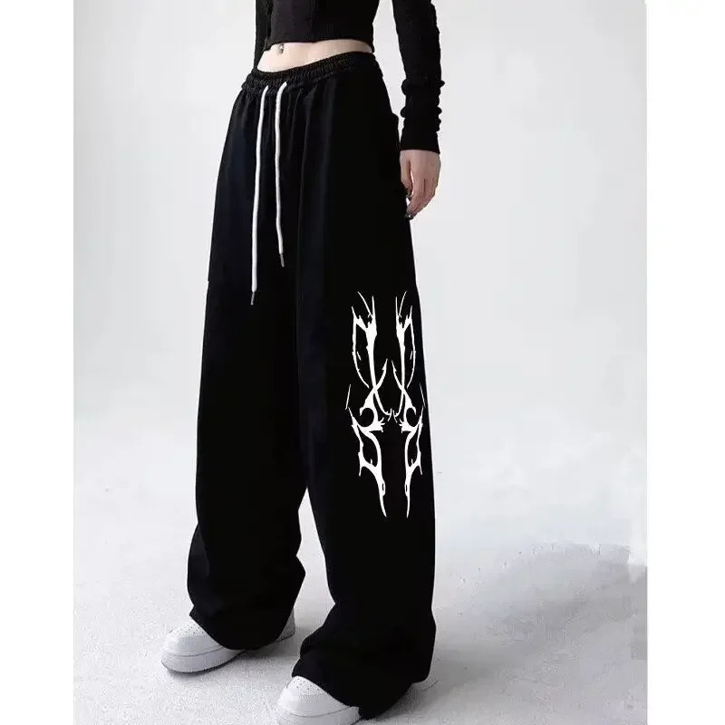 Loose Straight Printed Wide Leg with Casual Lazy Hiphop Sports Womens Pants Quick Drying Fashion Style Z260314