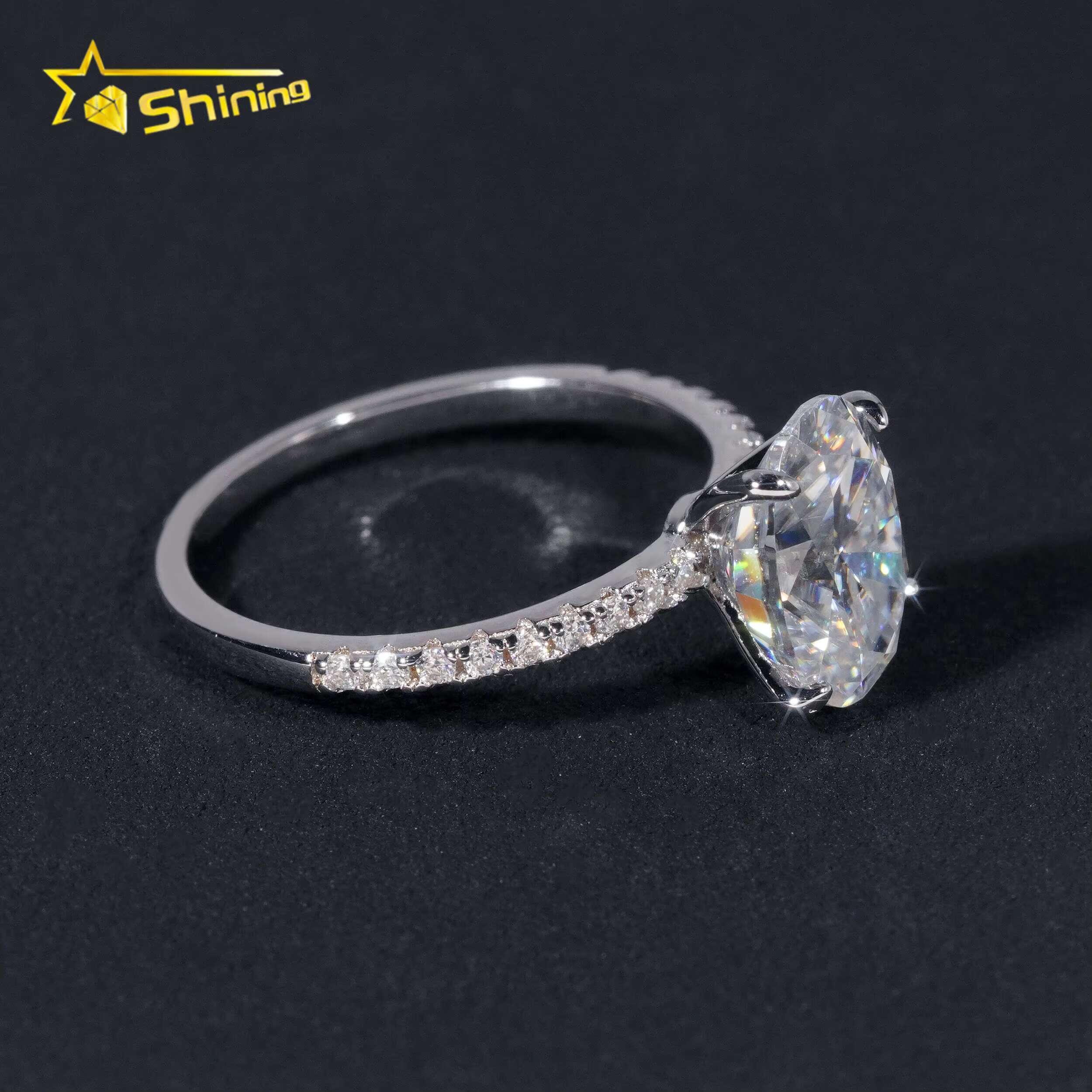 Fine Jewelry Woman Finger Rings Pass Dia Tester Sterling Sier 7x10MM 2.5CT Oval Cut Moissanite Engagement Ring