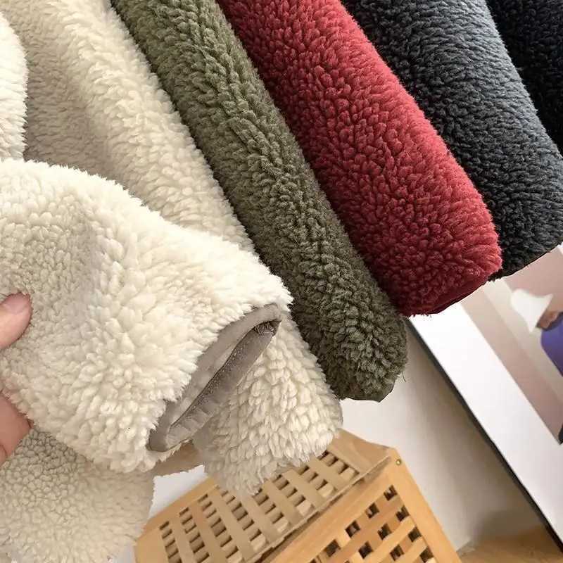 Motorcycle Jackets Single Couple Autumn/Winter New Zipper Loose Windproof Pocket Stand Up Collar Warm Lamb Wool Coat For Women X251106