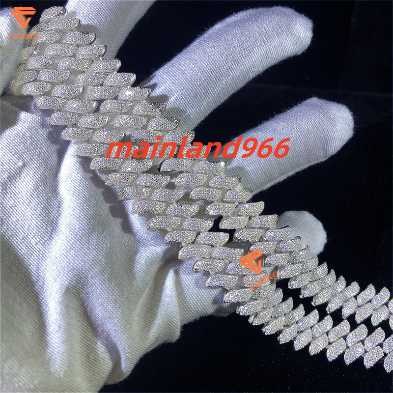 Lifeng 14mm Custom Cuban Link Chain Design VVS Moissanite Diamond Charm Necklace for Men Hip Hop Fine Jewelry 925 Silver Chain