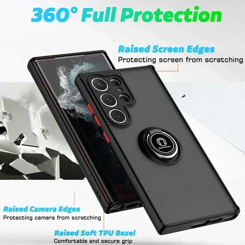 Magnetic Ring Matte Case For Samsung Galaxy S24 S23 S22 S21 S20 S10 S9 S8 FE Note 8 9 10 20 Lite Plus Ultra Cover