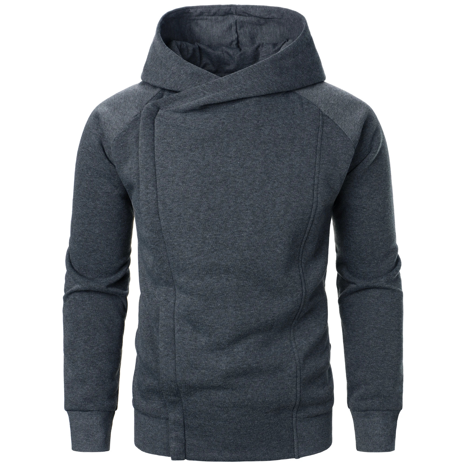 Autumn winter mens solid color hooded top Long sleeve side zipper hoodie251106
