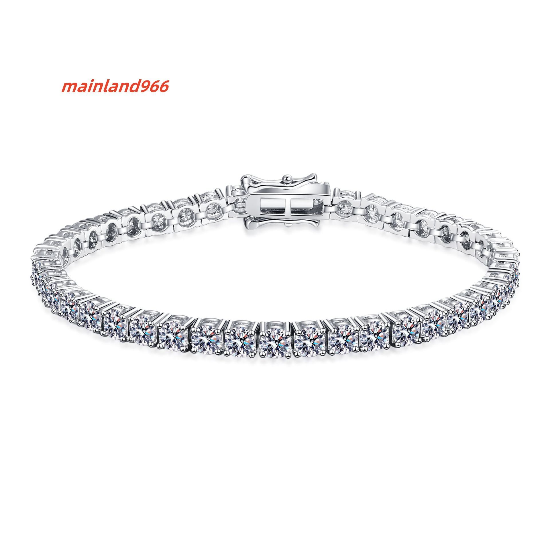 Hiphop Jewelry 925 Sterling Silver 3mm 4mm 5mm 6.5 mm D Color Moissanite Tennis Chain Bracelet and Necklace for Men and Women