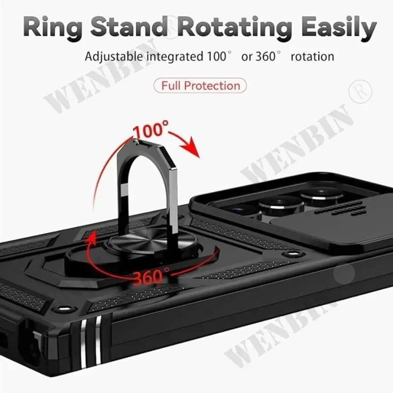 Case For Samsung S25 S23 S22 Ultra Plus S24 FE A56 A36 Heavy Duty with Camera 360 Degree Rotate Kickstand Shockproof Cover