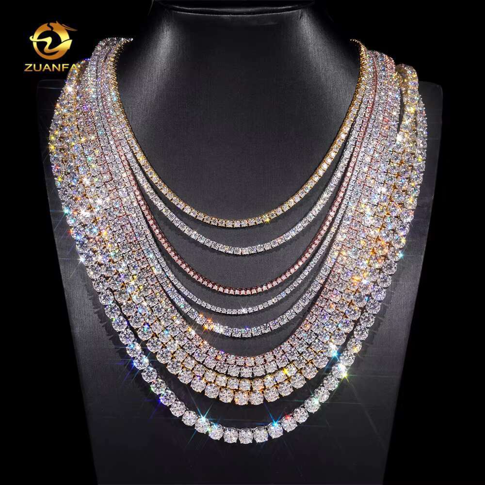 men's and women's hip-hop chilled boutique jewelry 2mm 3mm 4mm 5mm laboratory S sier Vvs silica tennis chain necklace