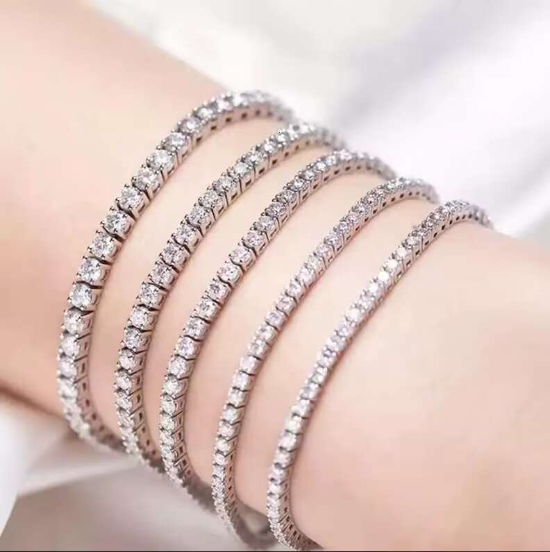Redleaf 18K White Gold Plated 925 Sterling Silver Tennis Bracelet 3/4/5MM D Color VVS Moissanite 3/4/5MM D Color VVS Moissanite