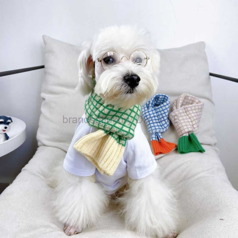 Autumn and winter new scarves cute dog decorations teddy bears Shiba Inu cats pet scarves