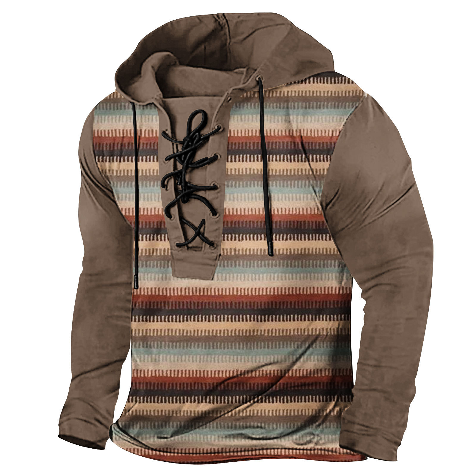 2024 New Spring Mens Tether Digital Printed Hoodie Long Sleeve Large T-shirt