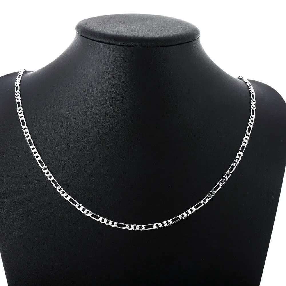 40-75cm Sier 4mm Figaro Chain For Women Men Long Necklace Hip Hop Jewelry Gift