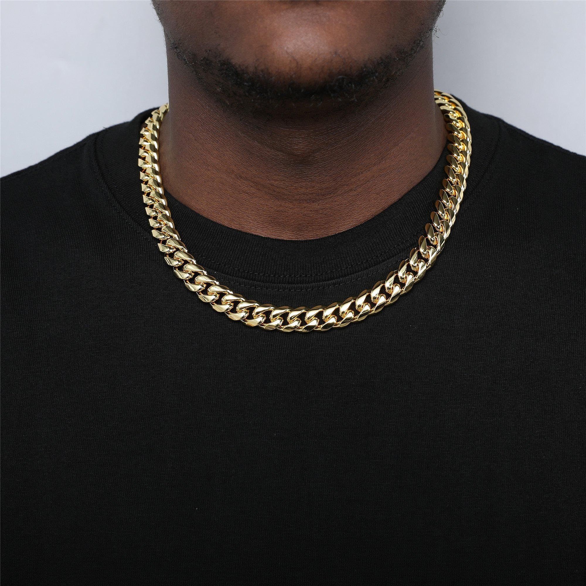 Miami cuban link chain for women making of 316L Stainless Steel plated 14K gold chain high polished punk cuban link bracelet 6/9/10mm wide mens Christ