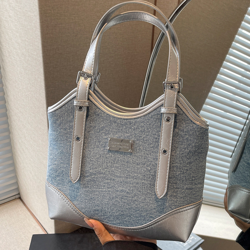2025S Designer Women S Bag Niche Cowboy Spliced Underarm New Korean Edition Ins Handheld Shoulder Simple Color Splicing Crossbody Women S Bag
