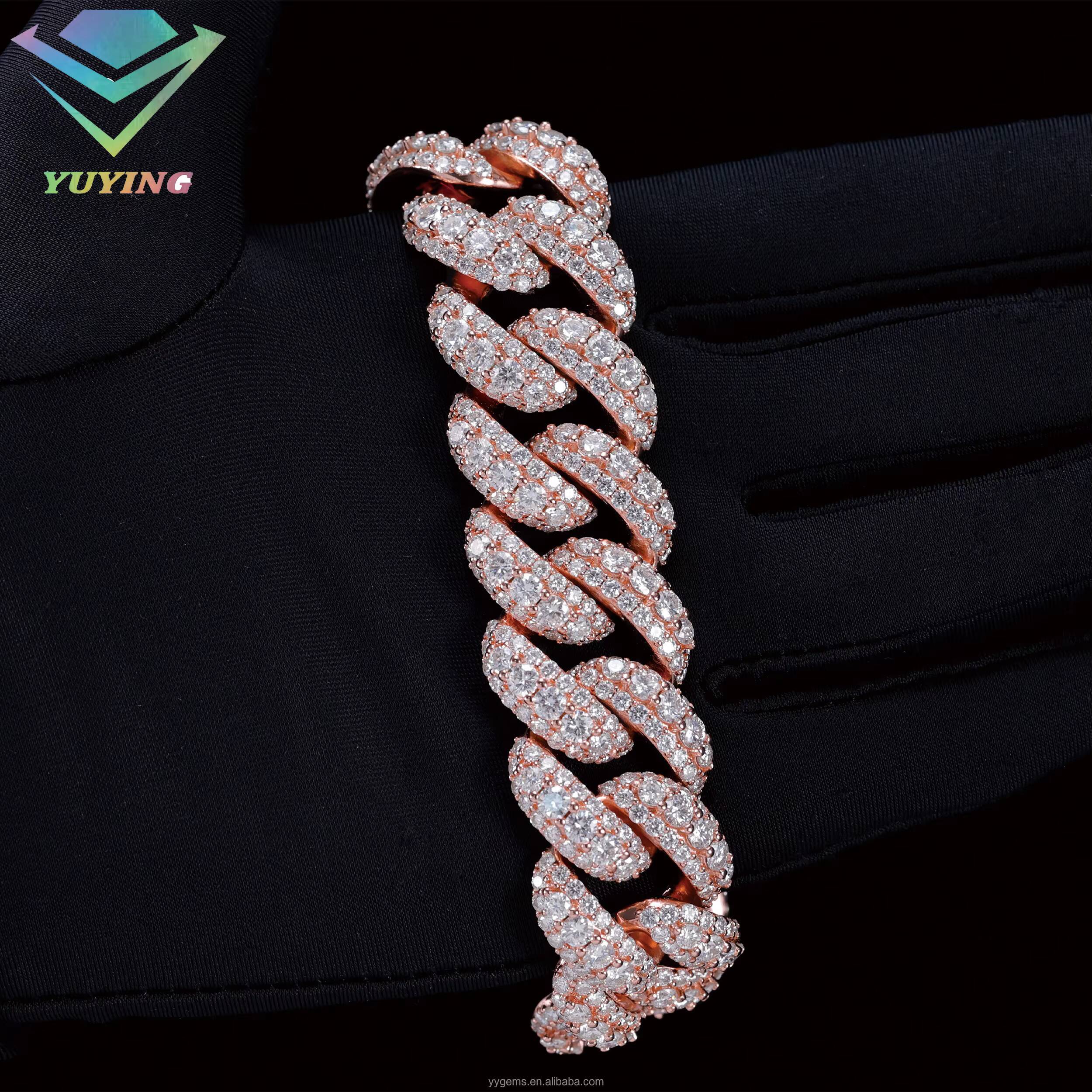 VVS Mossanite Cuban Bracelet Fine Jewelry 14mm-22mm Wide S925 Silver GRA Moissanite Bracelet Iced Out Diamond Cuban Bracelet