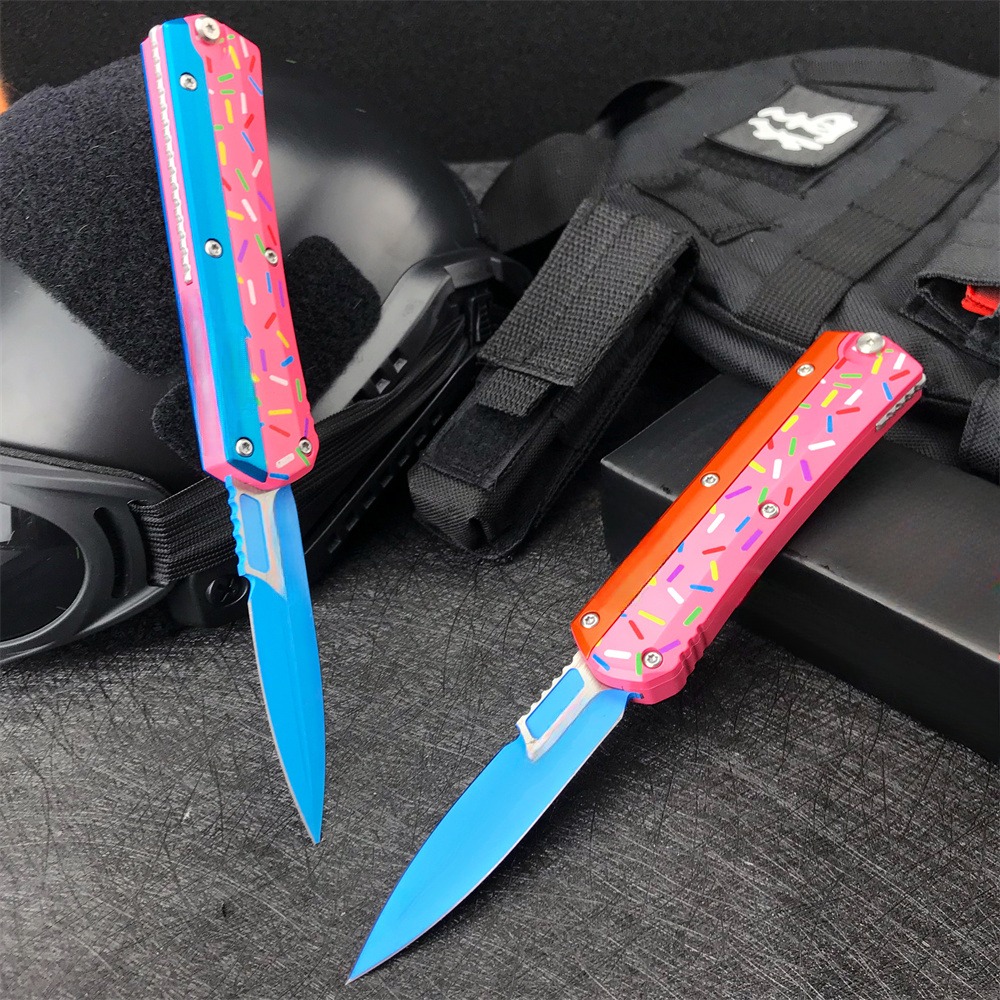 Higher Quality Donut Warrior Tactical Knife D2 Blade Aluminum alloy inlay G10 handle EDC Outdoors Hunting Self Defense Survival Tools Knifes 3300 3400