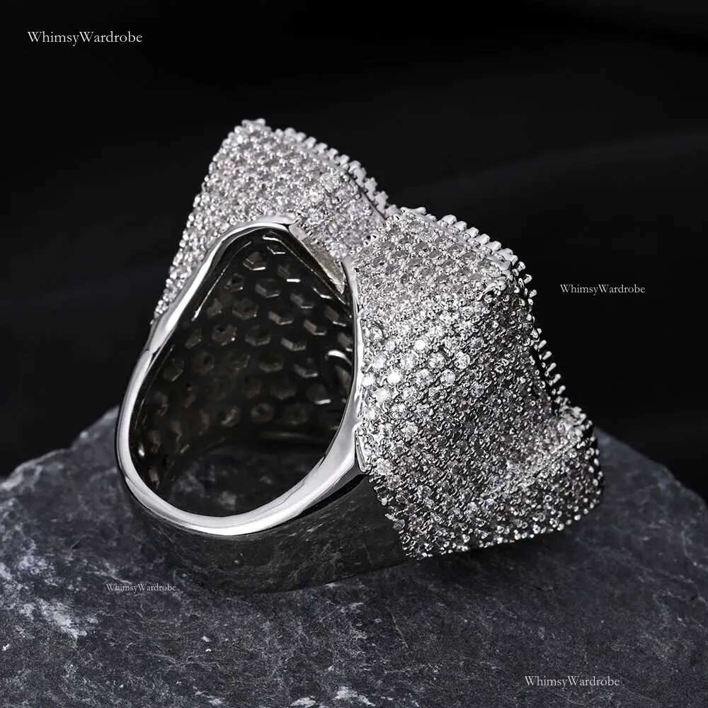 Top Quality VVS Letter M Ring Full Dia Pave Hip Hop Sterg Sier Vvs Moissanite Rings for Him/Her