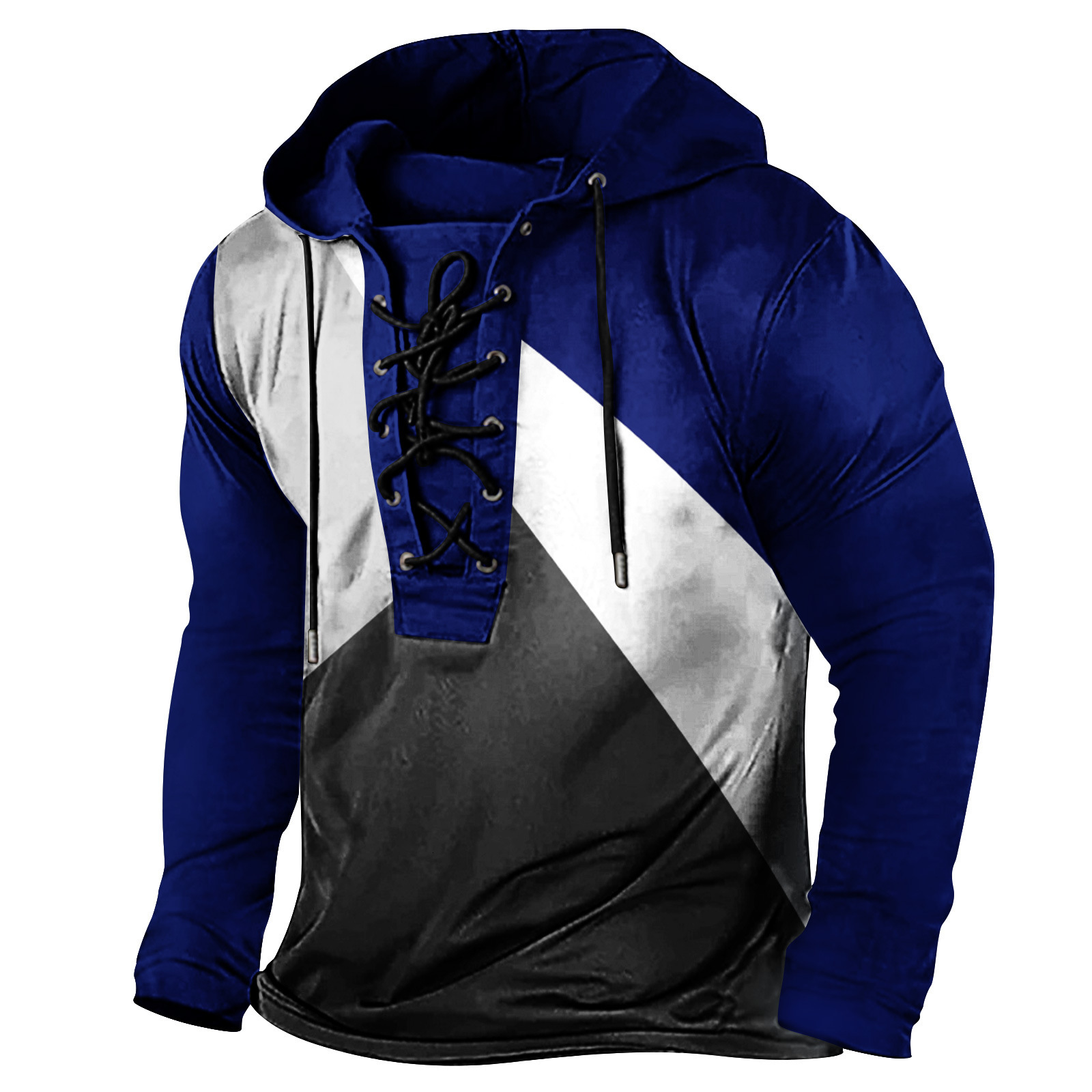 2024 Spring New Mens Digital Printed Tether Large Hooded Long Sleeve T-shirt Mens Wear