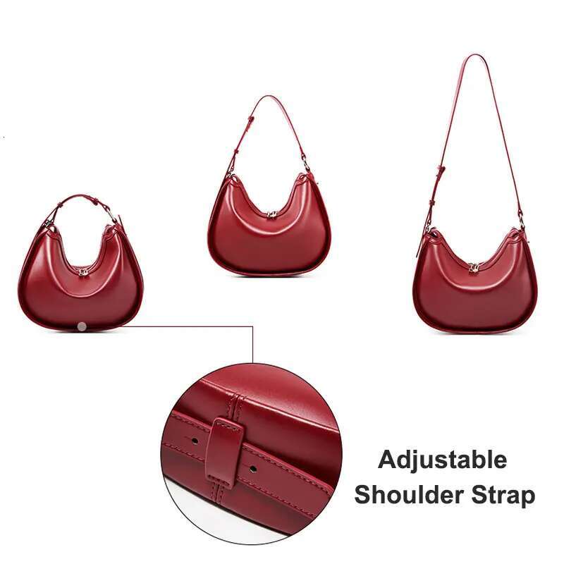Design Women New Multifunctional Genuine Leather Women's Shoulder Bag High Quality Cowhide Female Half Moon Handbags