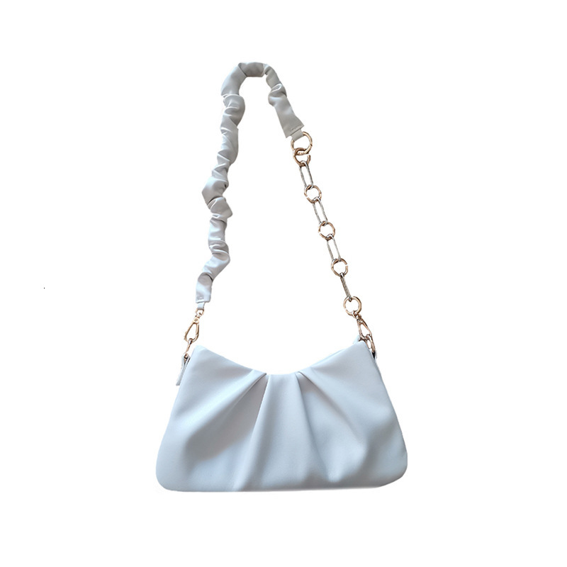 2025S New Model Designer Women S French Chain Armpit Ins High End Sense Niche Solid Color Versatile Cloud Pleated Shoulder Bag Totebag