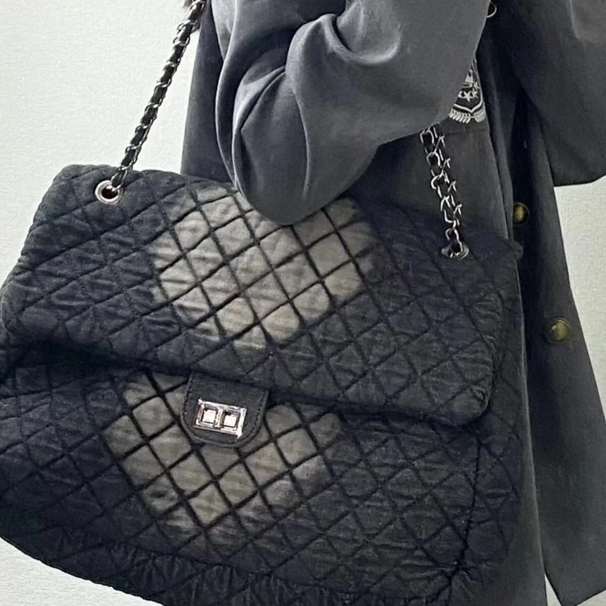 New Denim Wanderlust Women's Large Capacity Travel Crossbody Single Shoulder Bag Watermark Chaining Purse Motorcycle Eq