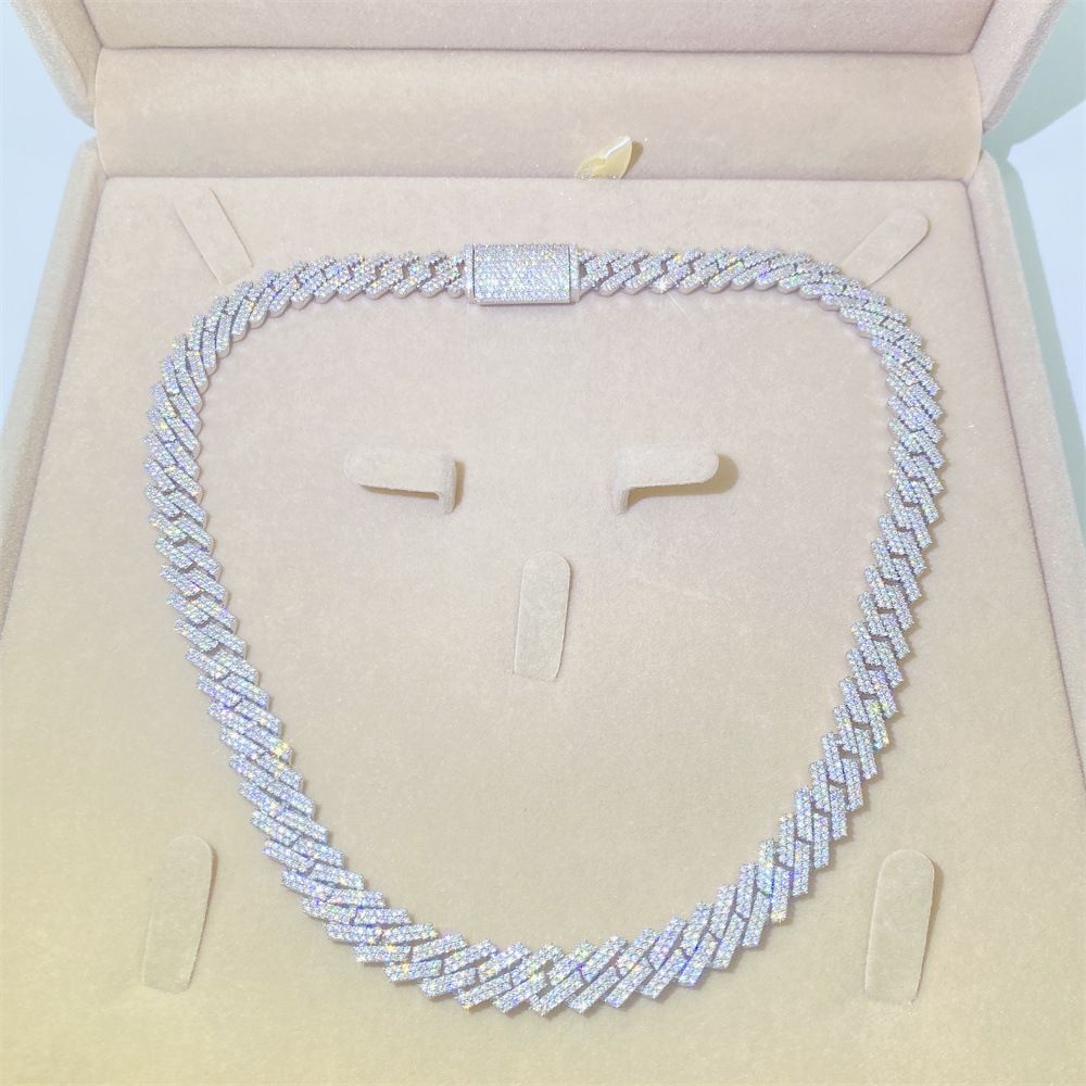 10MM wide miami cuban link for men 2 row diamond iced out chain necklace designer rapper hip hop mens choker 18K gold jewelry woman personalize gift