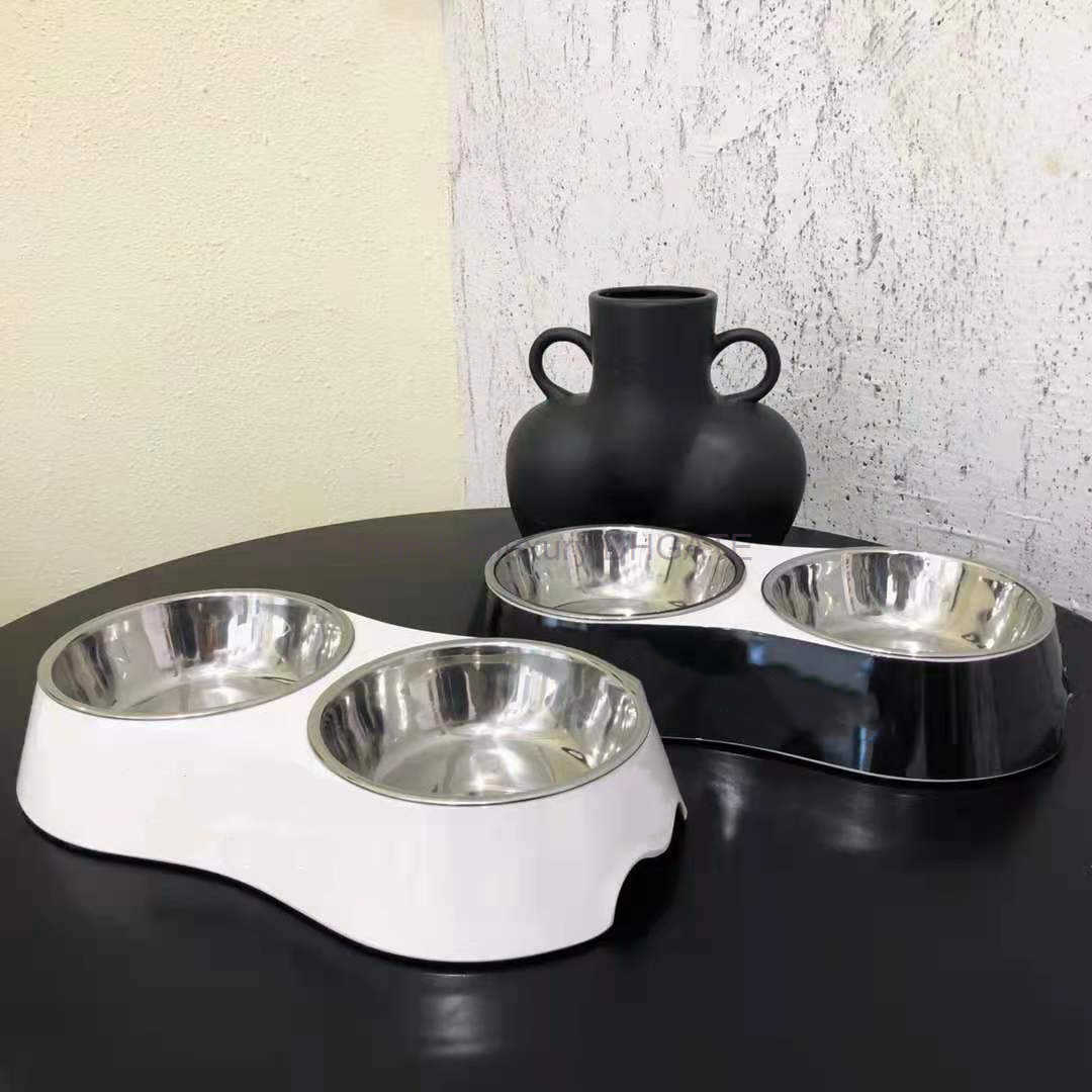Pet Trendy Bowl Double Bowl Removable Washable Dog Food Grade Non slip Feeding Small Dog Bowl Preferred
