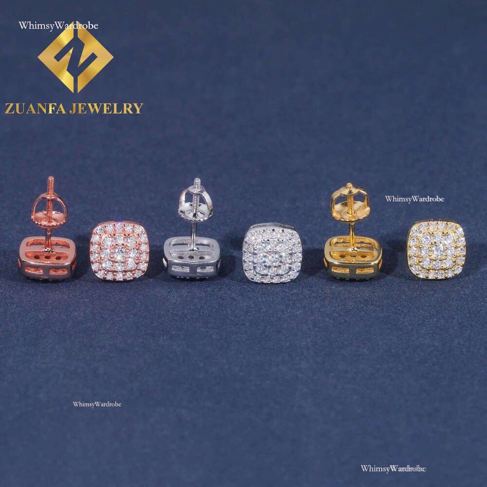 Classic Fine Sterg Sier VVS Moissanite Stud Hip Hop Earring Jewelry Usex