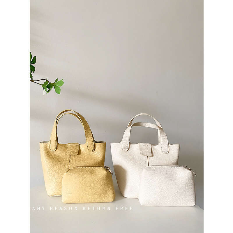 Women's PU Soft Leather Handbag Small Summer New Trendy Ins Casual Bucket Versatile Shoulder Crossbody Bag