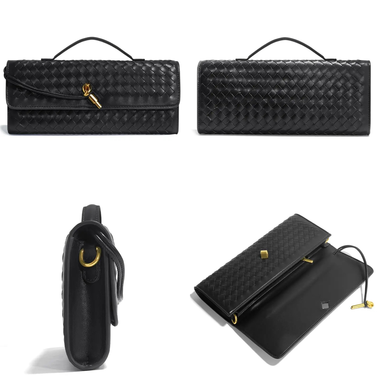 Womens woven handbags evening clutches leather formal crossbody bags 251105