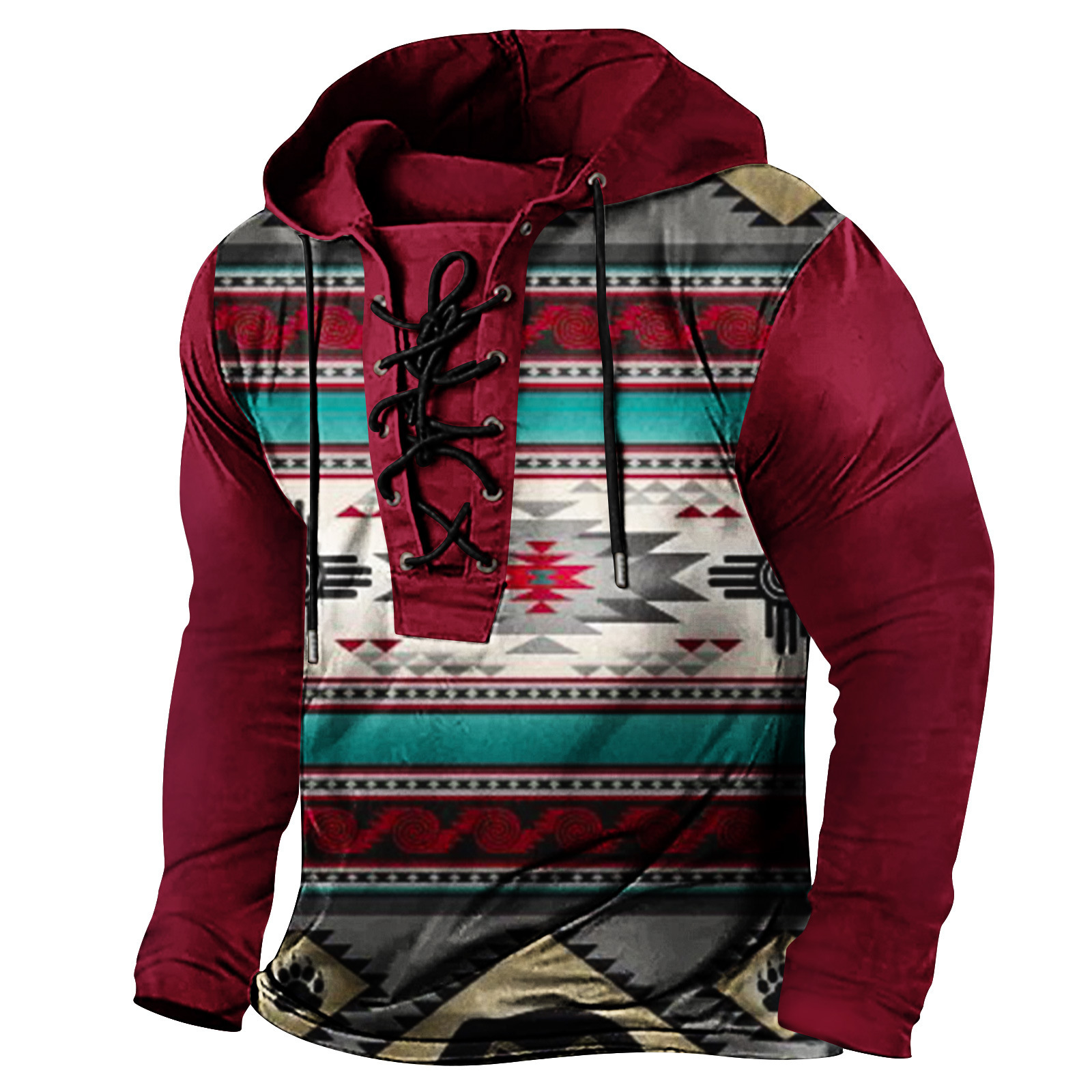 2024 New Spring Mens Wear with Tether Printed Hoodie Long Sleeve Oversized Hoodie T-shirt