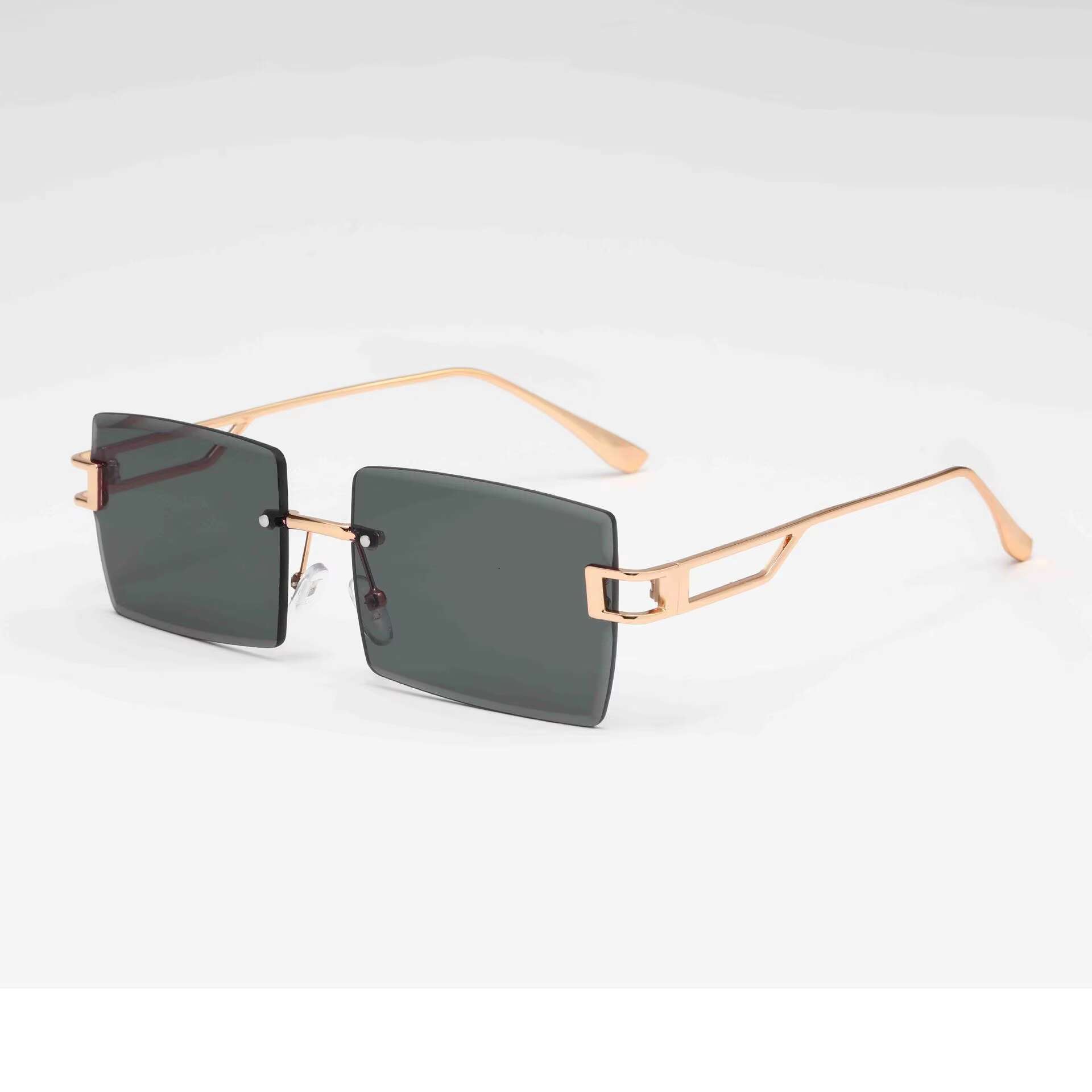 China Factory Promotion Rimless Square Glasses Unisex Uv400 Sunglass Cutout Eyewear