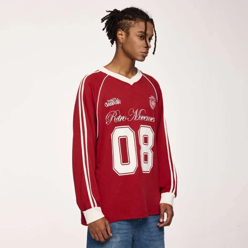 Grahpic Football Jersey Men Loose Fit Long-Sleeved Tshirts Sportswear