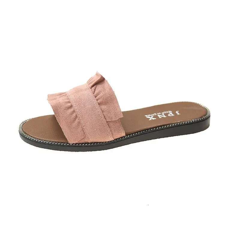 2025 Summer New Women's Lace Flat Heel Slippers Casual Sandals Student Designer Fashion Flat Bottom Beach Shoes