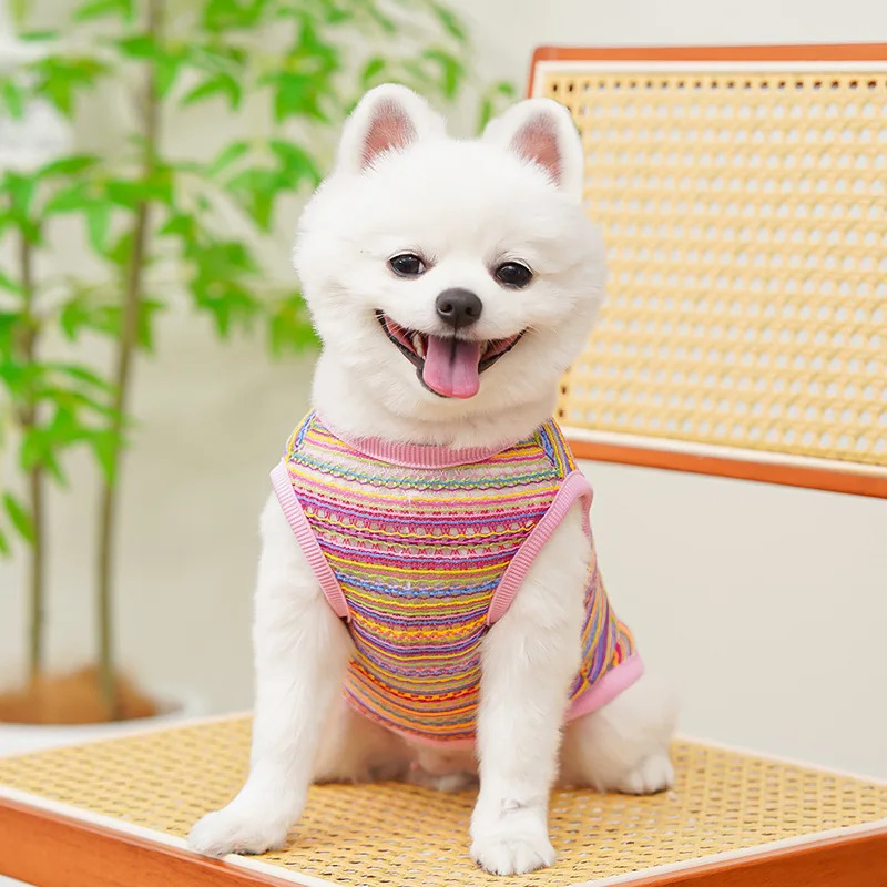 Summer Dog Cooling Vest Thin Stripped Dog Clothes Pet Breathable Kitten Puppy Costume Chihuahua Bichon Yorkie Male Dog Vest 250402