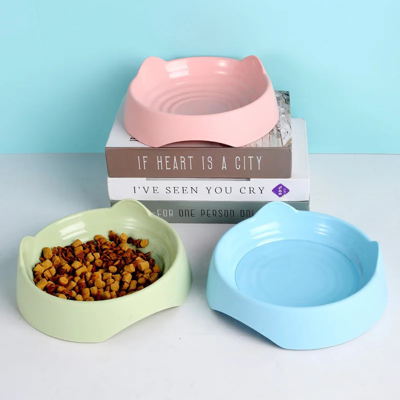 Pet dogs cats food bowls cat water bowls durable plastic vertical ear threaded pet bowls 250403