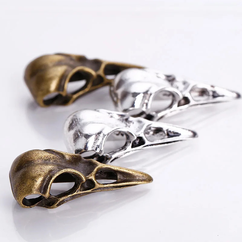 5 piecesbatch pendant DIY handmade jewelry alloy 3D hollow skull bird head accessories making charm 250325