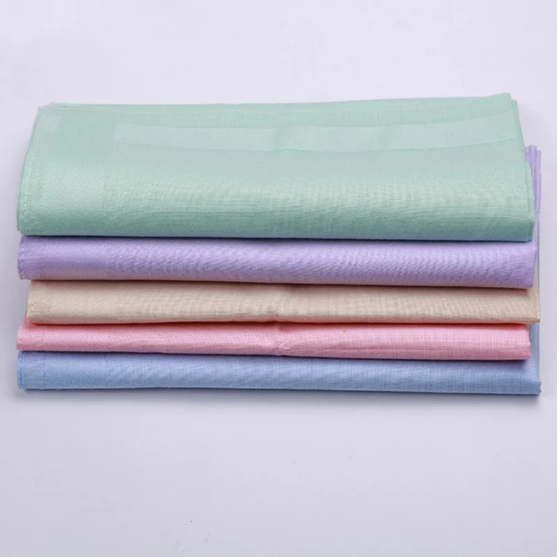 10PCs Candy Colored Handkerchief Plain Colour Square Handkerchief Square Mixed Color Pure Cotton Combed Handkerchief 40 X 40cm 250403