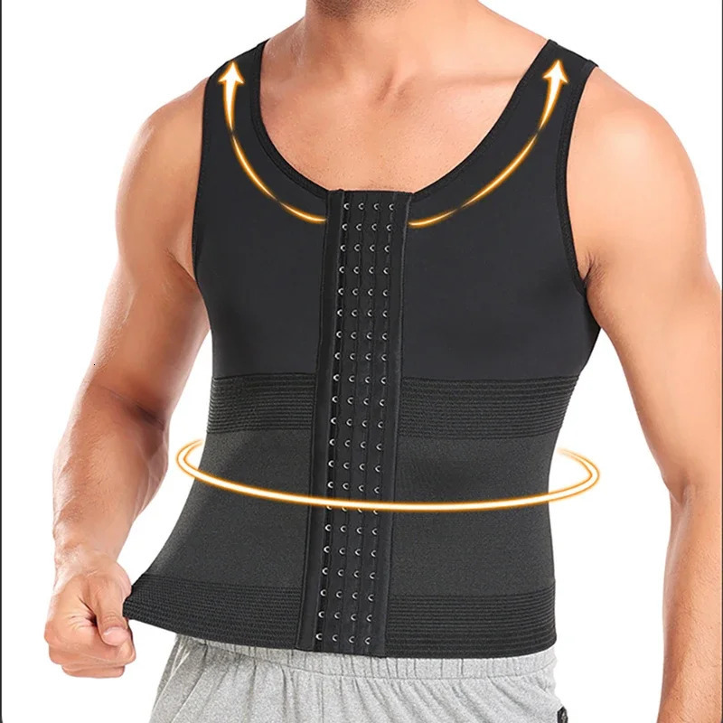 BeInShape Men Slimming Body Shaper Waist Trainer Vest Tummy Control Shapewear Compression Shirts Abdomen Slim Corset Underwear 251030