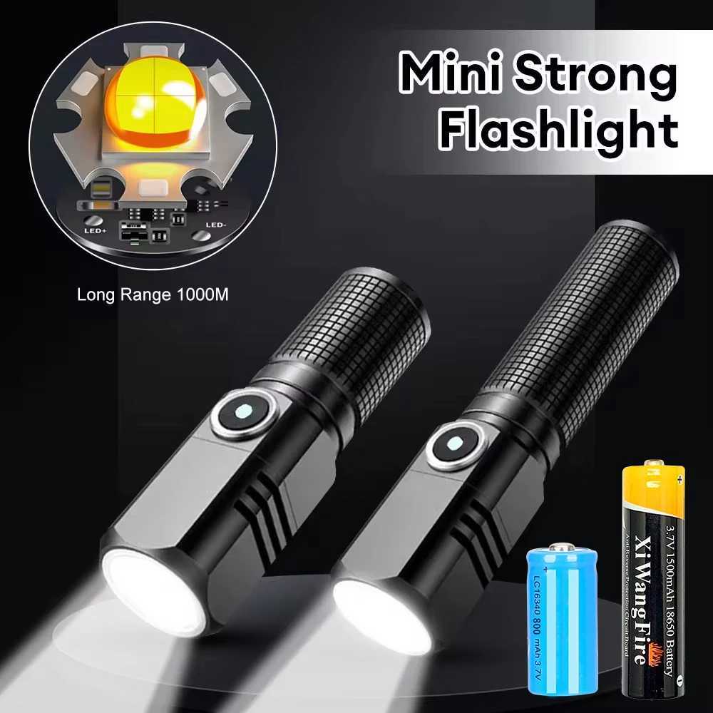 Powerful Mini LED Flashlight Super Bright Zoom Tactical Flashlight USB Rechargable Outdoor Camping Emergency Waterproof TorchW251106